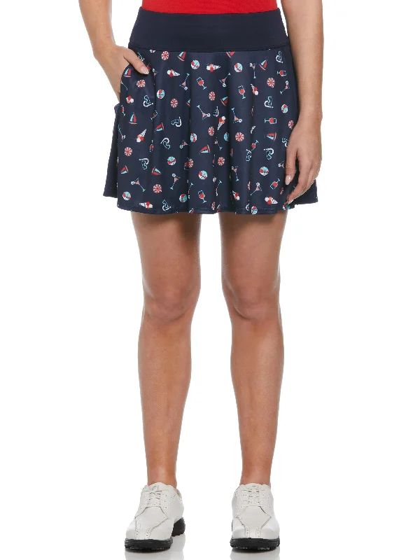 Simple Comfort Women's 16" Summer Fun Print Flounce Golf Skort