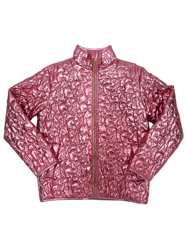 Stylish Ease METALLIC QUILTED JACKET, PINK