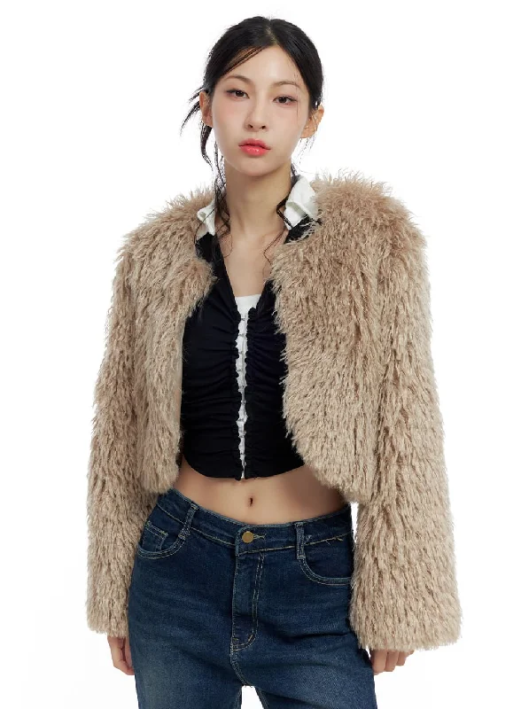 Weekend Wear Faux Fur Crop Jacket CO425