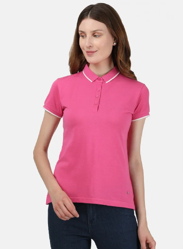 Cozy Outerwear Womens Pink Plain T-Shirt