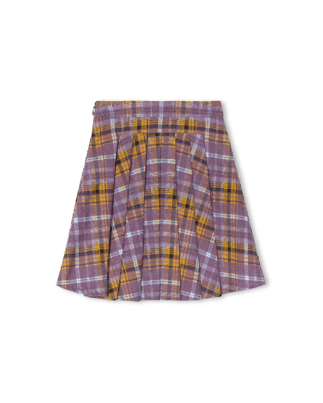 Modern Chic Pleated Paneled Plaid Skirt