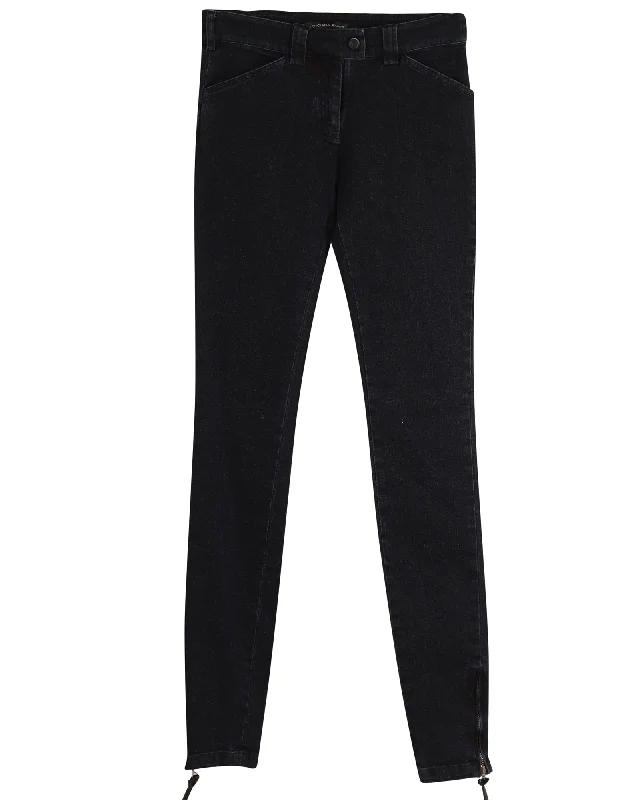 Cozy Footwear Balenciaga Stonewashed Slim-Fit Jeans in Black Cotton Denim