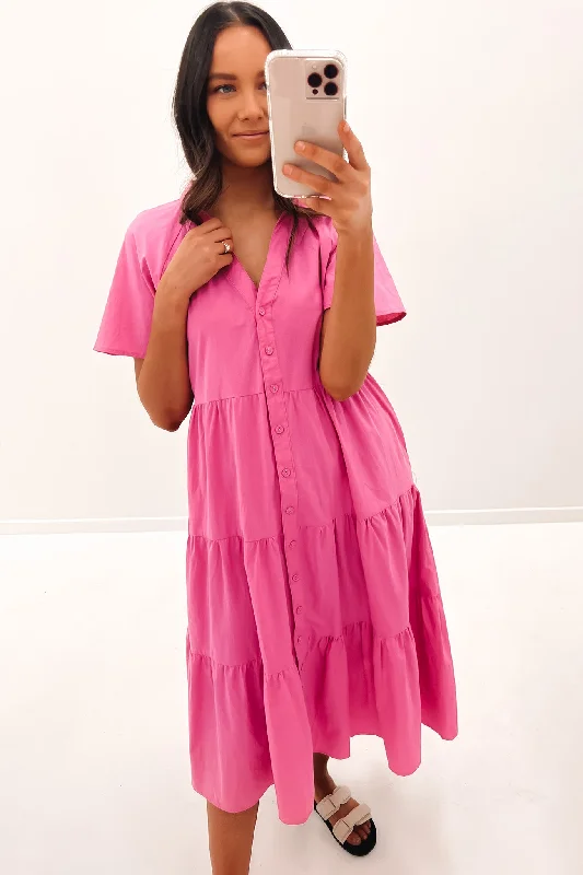 Stylish Ease Brooke Midi Dress Pink