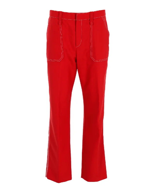 Layered Style Chloe Boot Cut Trousers in Red Polyester