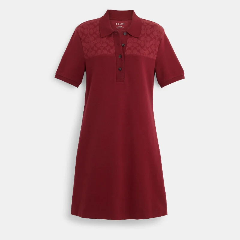 Soft Clothing Coach Outlet Signature Knit Jacquard Polo Dress