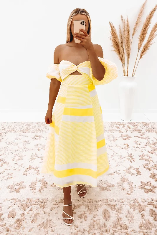 Simple Style Dante Midi Dress Yellow