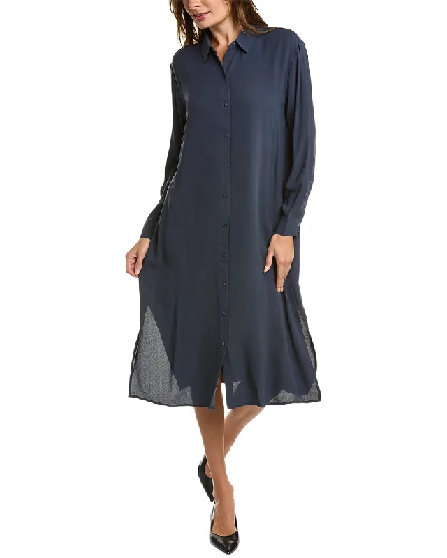 Cozy Apparel EILEEN FISHER Midi Silk Shirtdress