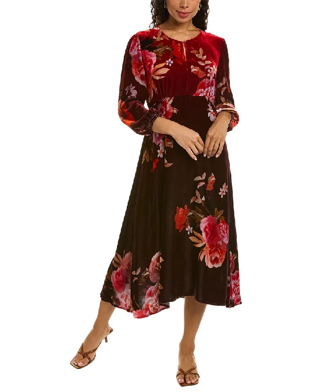 Soft Looks Johnny Was Coralie Effortless Silk-Blend Midi Dress