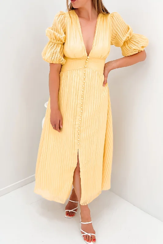 Breathable Style Katherine Maxi Dress Yellow