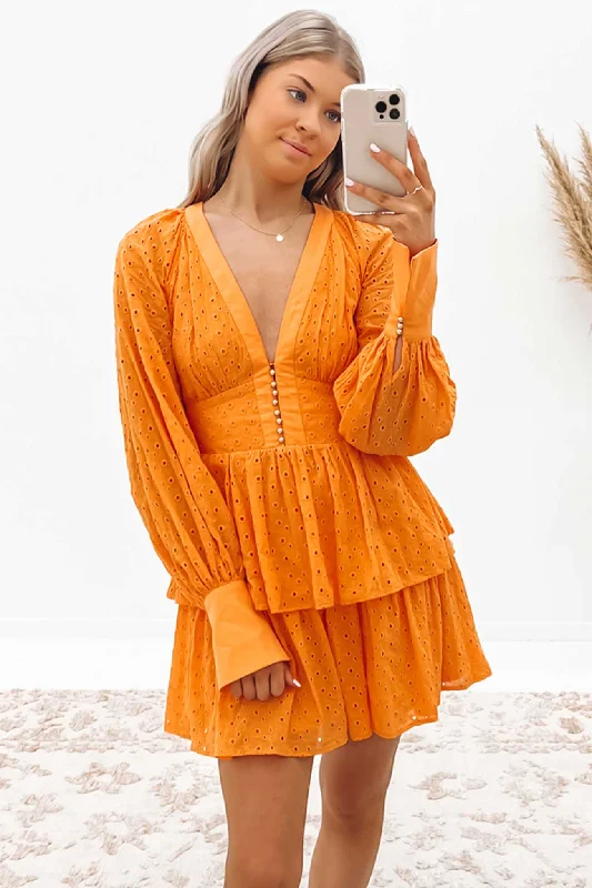 Breathable Style Kaylin Mini Dress Orange