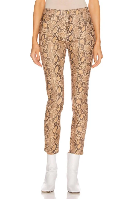 Classic Comfort Le High Skinny Crop Pant In Coated Python