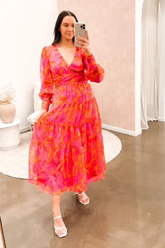 Versatile Comfort Mayes Maxi Dress Pink Orange