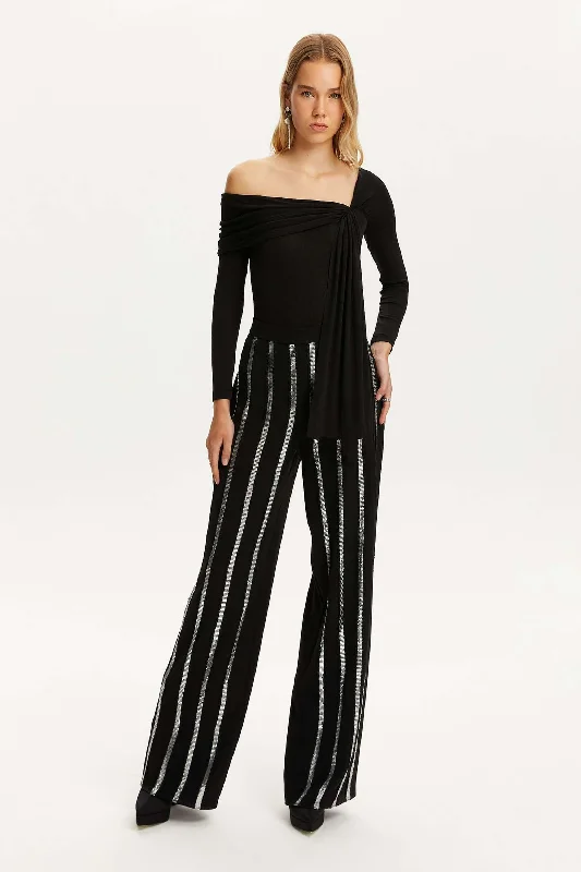 Relaxed Fashion Metallic Striped Pants