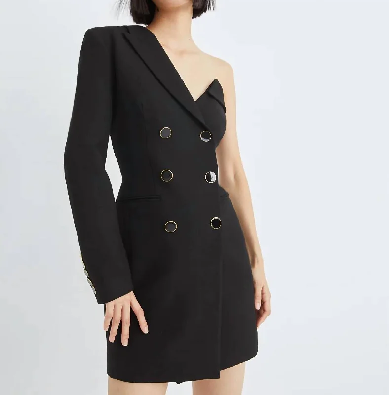 Warm Wear Middleton One-Shoulder Jacket Dress In Black