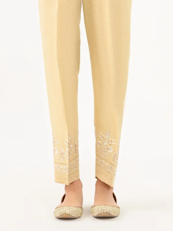 Cozy Chic Raw Silk Trouser-Embroidered (Pret)