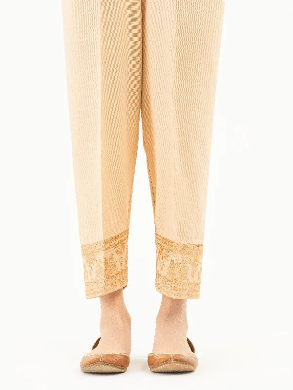 Chic Comfort Embroidered Khaddar Trousers(Pret)