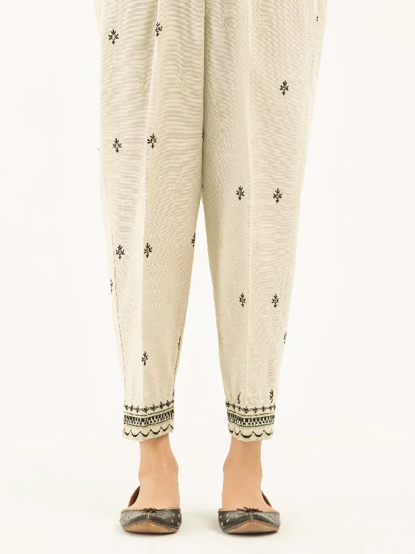 Relaxed Wear Embroidered Khaddar Trousers(Pret)