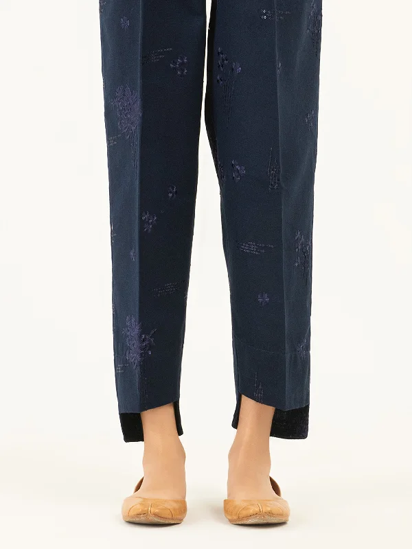 Soft Textures Embroidered Khaddar Trousers(Pret)