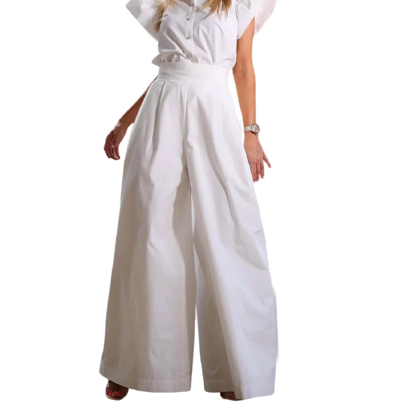 Fashionable Ease Paula Wide Pants In White