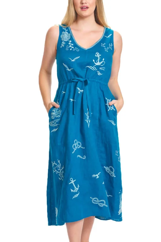 Basic Comfort Selah Boardwalk Dress In Blue