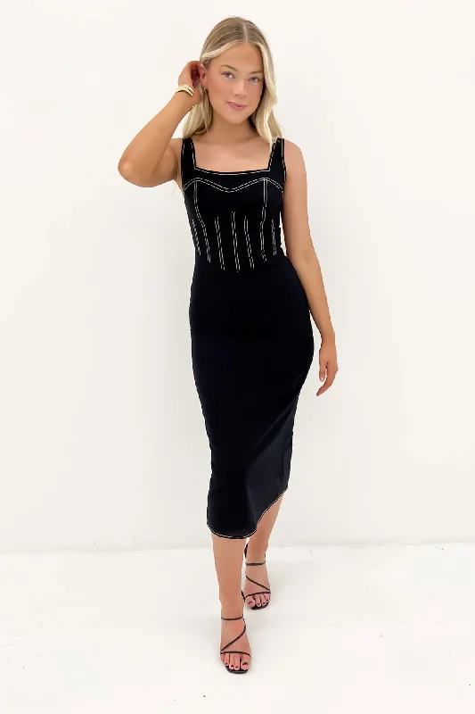 Easy Fashion Starlet Midi Dress Black