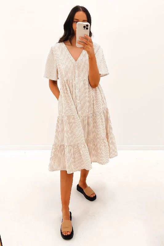 Effortless Dressing Summer Midi Dress Latte