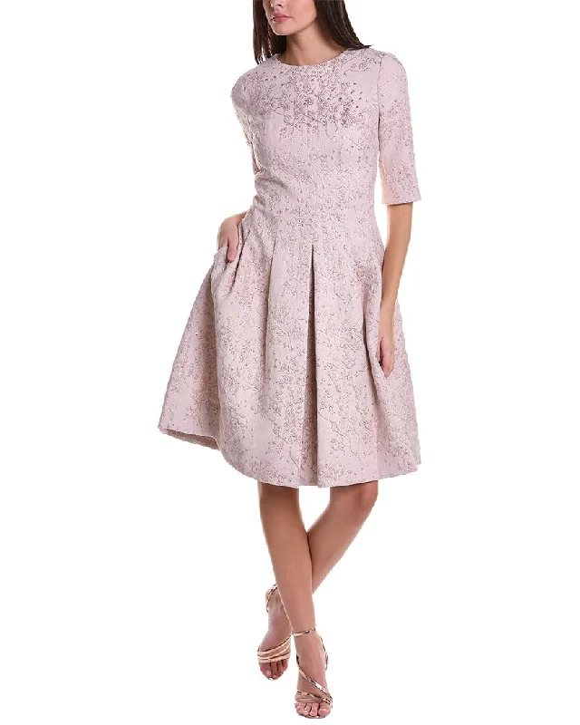 Cozy Chic Wear Teri Jon by Rickie Freeman Jacquard A-Line Dress