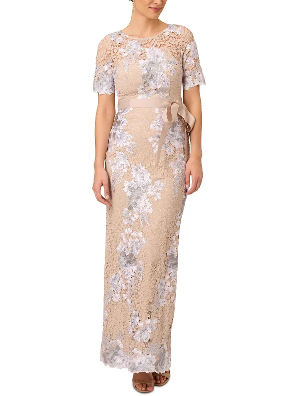 Layered Comfort Womens Embroidered Lace Evening Dress