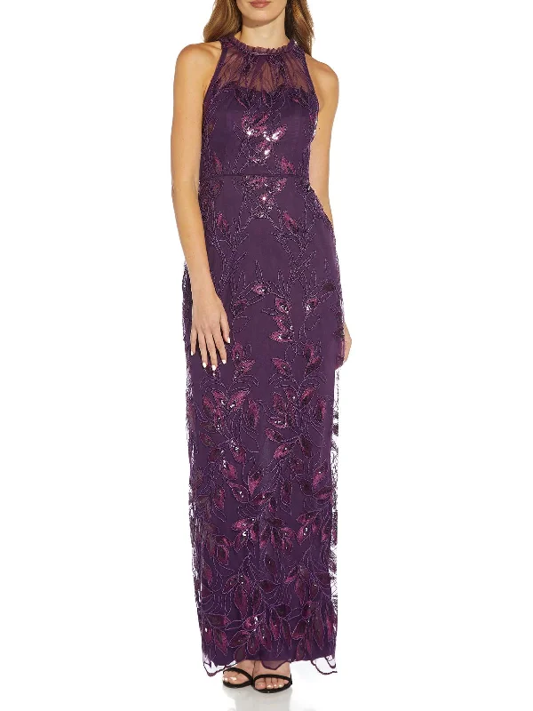 Elegant Wear Womens Embroidered Maxi Evening Dress