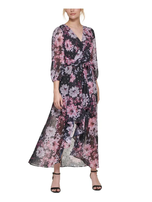 Relaxed Dresses Womens Floral Hi-Low Midi Dress