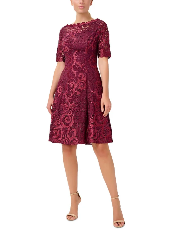 Luxe Comfort Womens Lace Fit & Flare Cocktail and Party Dress