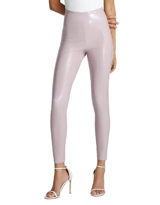 Comfortable Tops Faux Patent Leather Legging In Mauve